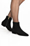 Women's Black Suede Pointed Toe Low Heel Zippered Casual Office and Winter Boots - 7