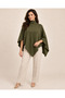 High-Necked Knitwear Cape Poncho