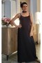 Black Ankle-Length Viscose Dress with Rope Straps and Combed Cotton Fabric - 4