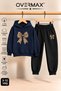 Leopard Patterned Ribbon Printed Children's Hooded Sweatshirt Tracksuit Set - Ages 3-12