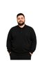 Black Thessaloniki Polo Collar Large Size Men's Sweatshirt