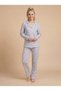 Mirano 9801 Şardonlu Soft Winter Buttoned Striped Women's Pajama Set - 2