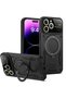 غطاء متوافق مع هاتف Apple iPhone 15 Pro مع حامل عدسة Joy - أسود - 5