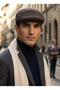 Men's Woolen London Flat Cap - Herringbone British Flat Hat - 2