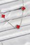 316L Steel Chain Silver Color Red Baby Boy Clover Women's Necklace - 3