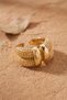 Granular Textured Double Row Adjustable Gold Color Ring - 2