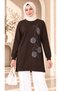 Women's Circle Stone Detailed Long Sweatshirt Tunic