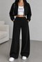 Black Cropped Cardigan and Wide-Legged Sweatpants Set - 3