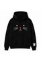 Adult Unisex Black Hooded Printed 3 Thread Ribbed Winter Sweatshirt