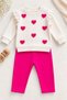 Baby Girl Heart Detailed Ruffle Sleeve 2-Piece Top and Bottom Set Seasonal - 5