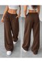 Women's Brown Wide-Leg Sweatpants - 3