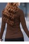Solid Color Collar Detailed Lycra Stretchy Bodysuit, Casual Long Sleeve Top for Fall & Winter, Women's Clothing - 3