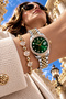 Round Case Gold Silver Green Women's Wristwatch - 3 Atm Water Resistant Steel Band Japanese Movement Gift Special Boxed Hmby2079C1 - 4