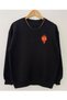 Black Double Combination Fire and Water Printed Crew Neck Sweatshirt - 3