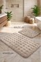Luxury Cappuccino Non-Slip Base 2-Piece Bathroom Mat Set 60X100 + 60X50 cm - Water-Resistant Soft Texture