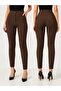 Women's Black High Waist Slimming Narrow Leg Blek Striped Fabric Trousers - 2