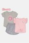 Toddlers Girl 4 Pieces Graphic Print Top And Skort With Headband Set, Multicolor - 3