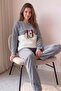 Gray Polar Bears Patterned Women's Polar Plush Pajama Set - 3