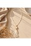 Kly-1074 Long Necklace with Natural Stones, Gold Zircon, Pearls, and Tassels |   Eos Collective - 4