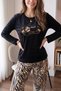 Black Cozy Patterned Exclusive Velvet Women's Pajama Set - 5