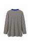 Women's Combed Cotton Fabric Letter Printed Crew Neck Striped Tunic 3260 - 3