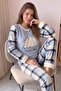 Blue Tree Patterned Women's Plush Pajama Set - 4