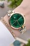 Premium Dial Green Strap Gold Silver Gift Packaged Color Women's Wristwatch and Bracelet - 4