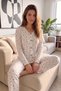 Ecru Blume Long Sleeve Knitted Women's Pajama Set - 2