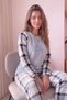 Blue Plaid Winter Patterned Women's Plush Pajama Set - 2