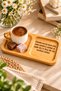 Espri Themed 2-Compartment Laser-Engraved Bamboo Coffee Presentation Stand "Good Morning, I Wish You Well, Beautiful Woman"