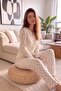 Orange Fleur Long Sleeve Knitted Women's Pajama Set - 2