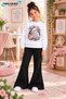 Winter, Spring, and Autumn Girls' Black Spanish Flared Bottoms and White Sweat Top