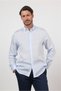 Blue Buttoned Collar Long Sleeve Pocketless Slim Fit Shirt 1004260165 - 3