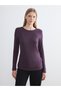 Nevavm with Difference Lcw Everyday Purple Combed Cotton Plain Narrow & Slim Long Sleeve Women's Bodysuit