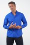 Blue Buttoned Collar Long Sleeve Slim Fit Cotton Shirt 1004260235 - 5