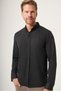 Black Buttoned Collar Textured Knitted Slim Fit Stretchy Shirt 1004265169 - 3