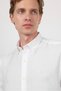 White Buttoned Collar Long Sleeve Pocketless Slim Fit Modal Shirt 1004260162 - 4