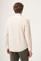 Stone Color Soft Collar Knitted Slim Fit Stretchy Shirt 1004265170 - 5