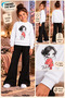 Winter, Spring, and Autumn Girls' Black Spanish Flared Bottoms and White Sweat Top - 2
