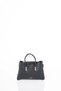 Metal Tipped Faux Leather Handbag Black