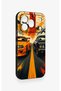 Honor 600 Pro Compatible Orange and Black Car Patterned Silicone Case - 3