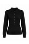 Black padded buttoned front soft sweater - 2