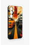 Samsung S25 Compatible Orange and Black Car Patterned Silicone Case - 3