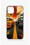 حافظة سيليكون متوافقة مع هاتف iPhone 11 Pro Max بنمط السيارة باللونين البرتقالي والأسود - 2