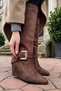 Lonely Brown Suede Slip-On Boots (6 cm Hidden Heel Length) Daily Use Boots and Boots