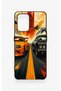 Oppo-A74 Compatible Orange and Black Car Patterned Silicone Case - 2