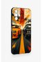Omix X700 Compatible Orange and Black Car Patterned Silicone Case - 3