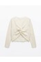 Ecru sweater with back detail and boat neck