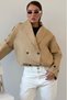 Beige Shawl Collar Balloon Women's Trench Coat Mg2930 - 4