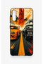 Samsung A70 Compatible Orange and Black Car Patterned Silicone Case - 2
